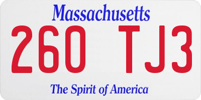 MA license plate 260TJ3