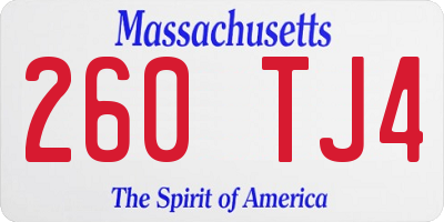 MA license plate 260TJ4