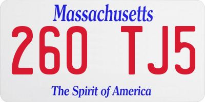 MA license plate 260TJ5