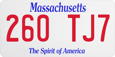 MA license plate 260TJ7