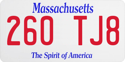MA license plate 260TJ8