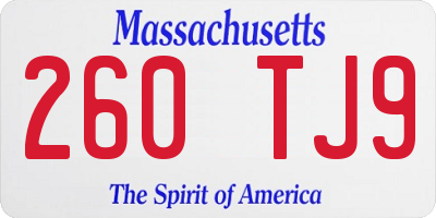MA license plate 260TJ9