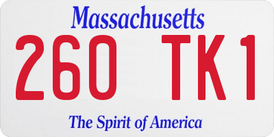 MA license plate 260TK1