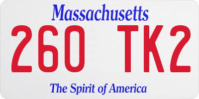 MA license plate 260TK2