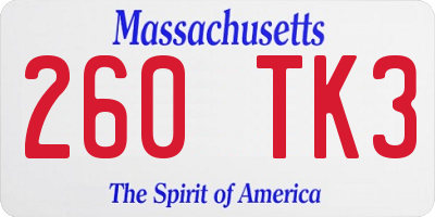 MA license plate 260TK3
