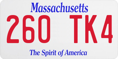 MA license plate 260TK4
