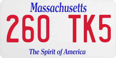 MA license plate 260TK5
