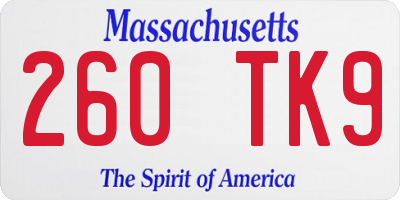 MA license plate 260TK9