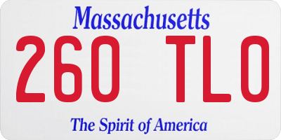 MA license plate 260TL0