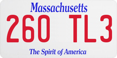 MA license plate 260TL3