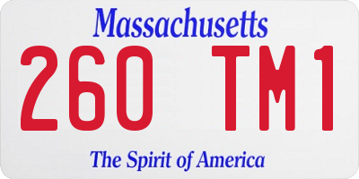 MA license plate 260TM1