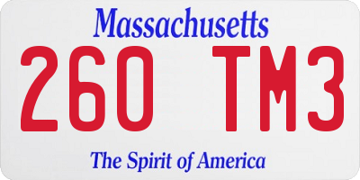 MA license plate 260TM3