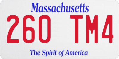 MA license plate 260TM4