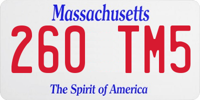 MA license plate 260TM5