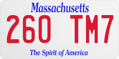 MA license plate 260TM7
