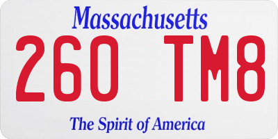 MA license plate 260TM8