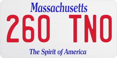 MA license plate 260TN0