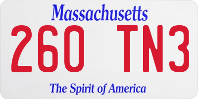 MA license plate 260TN3