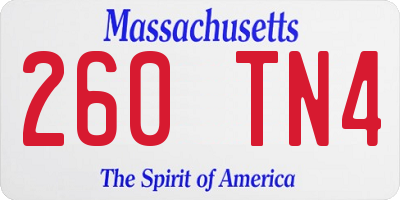 MA license plate 260TN4