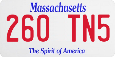 MA license plate 260TN5