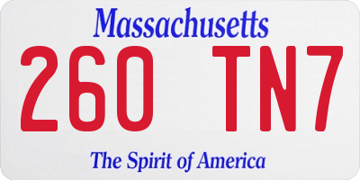 MA license plate 260TN7
