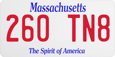 MA license plate 260TN8