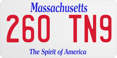 MA license plate 260TN9