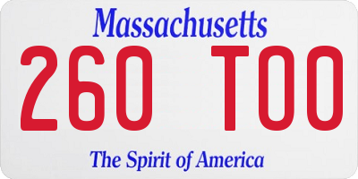 MA license plate 260TO0