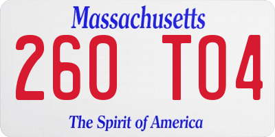 MA license plate 260TO4