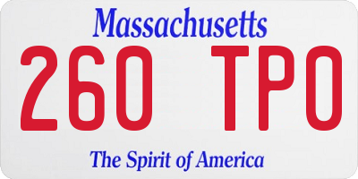 MA license plate 260TP0