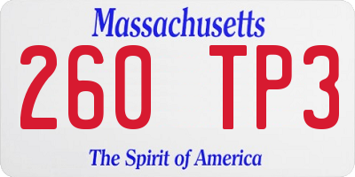 MA license plate 260TP3