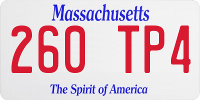 MA license plate 260TP4
