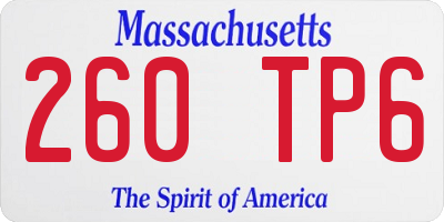 MA license plate 260TP6