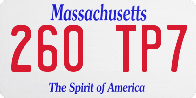 MA license plate 260TP7