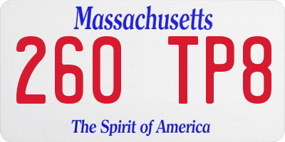 MA license plate 260TP8