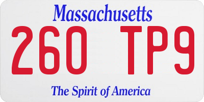 MA license plate 260TP9