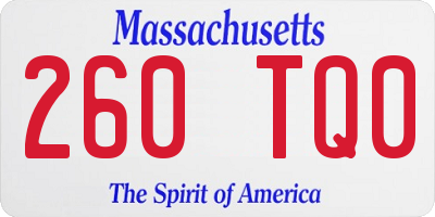 MA license plate 260TQ0