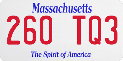 MA license plate 260TQ3