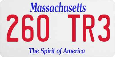 MA license plate 260TR3