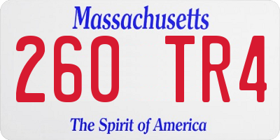 MA license plate 260TR4