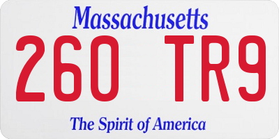 MA license plate 260TR9