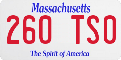 MA license plate 260TS0