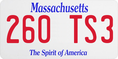MA license plate 260TS3