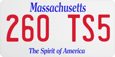 MA license plate 260TS5