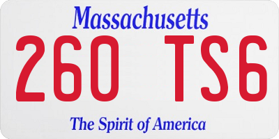 MA license plate 260TS6