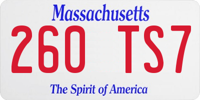 MA license plate 260TS7
