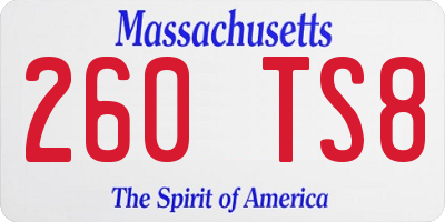MA license plate 260TS8