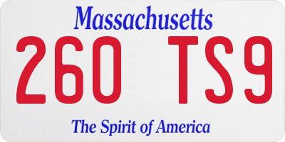 MA license plate 260TS9