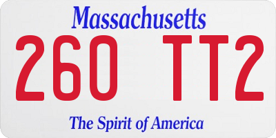 MA license plate 260TT2