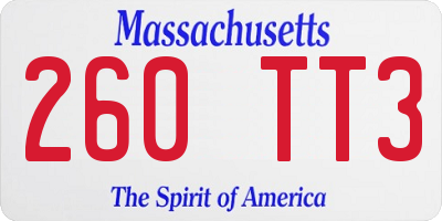 MA license plate 260TT3
